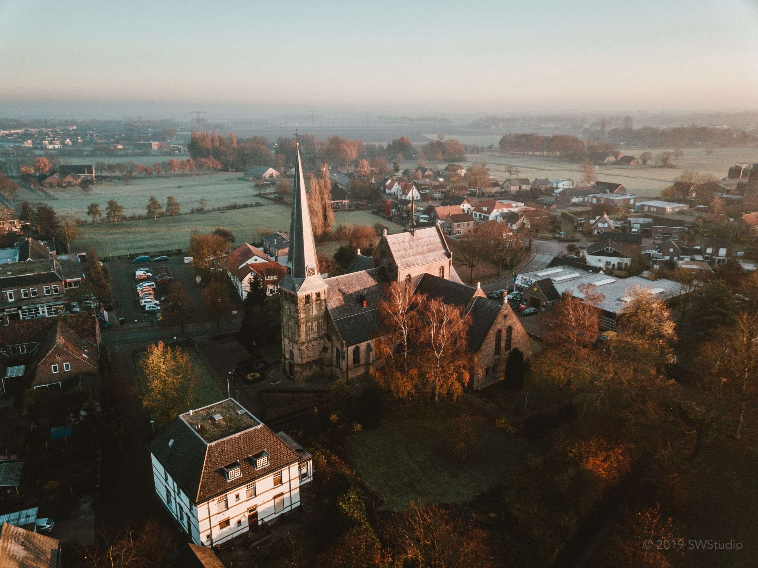 city aerial drone